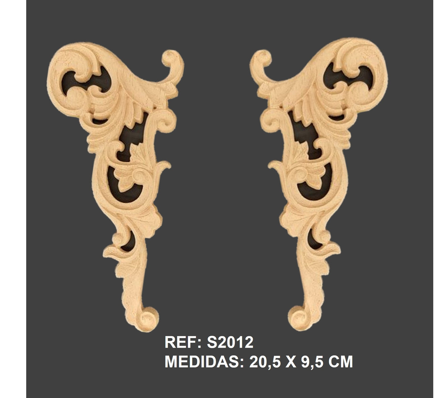 S2012 Conjunto decorativo tallado en madera flexible