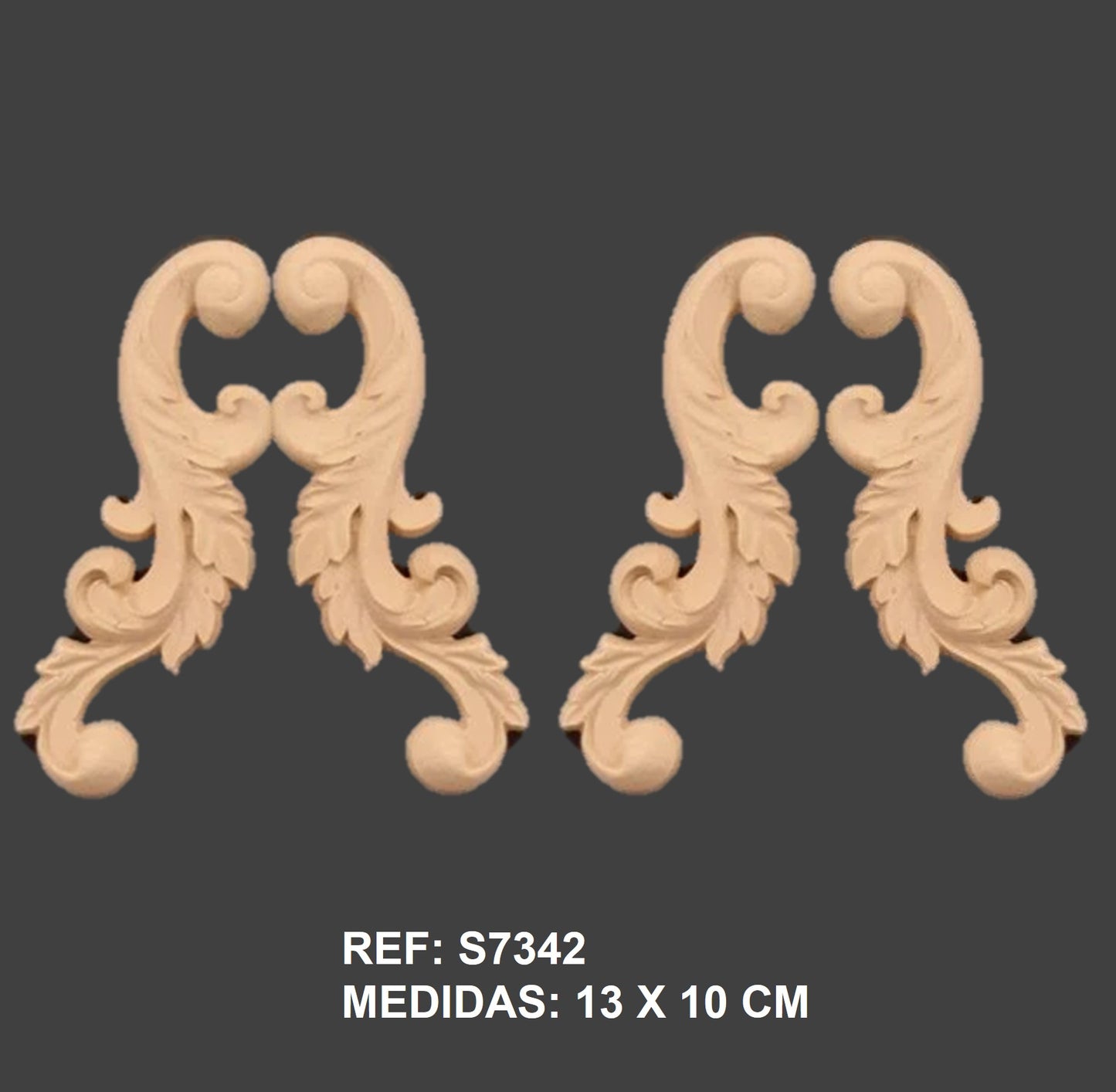 S7342 Conjunto decorativo tallado de madera flexible